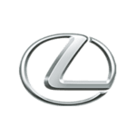 A silver logo of a car on top of a green background.